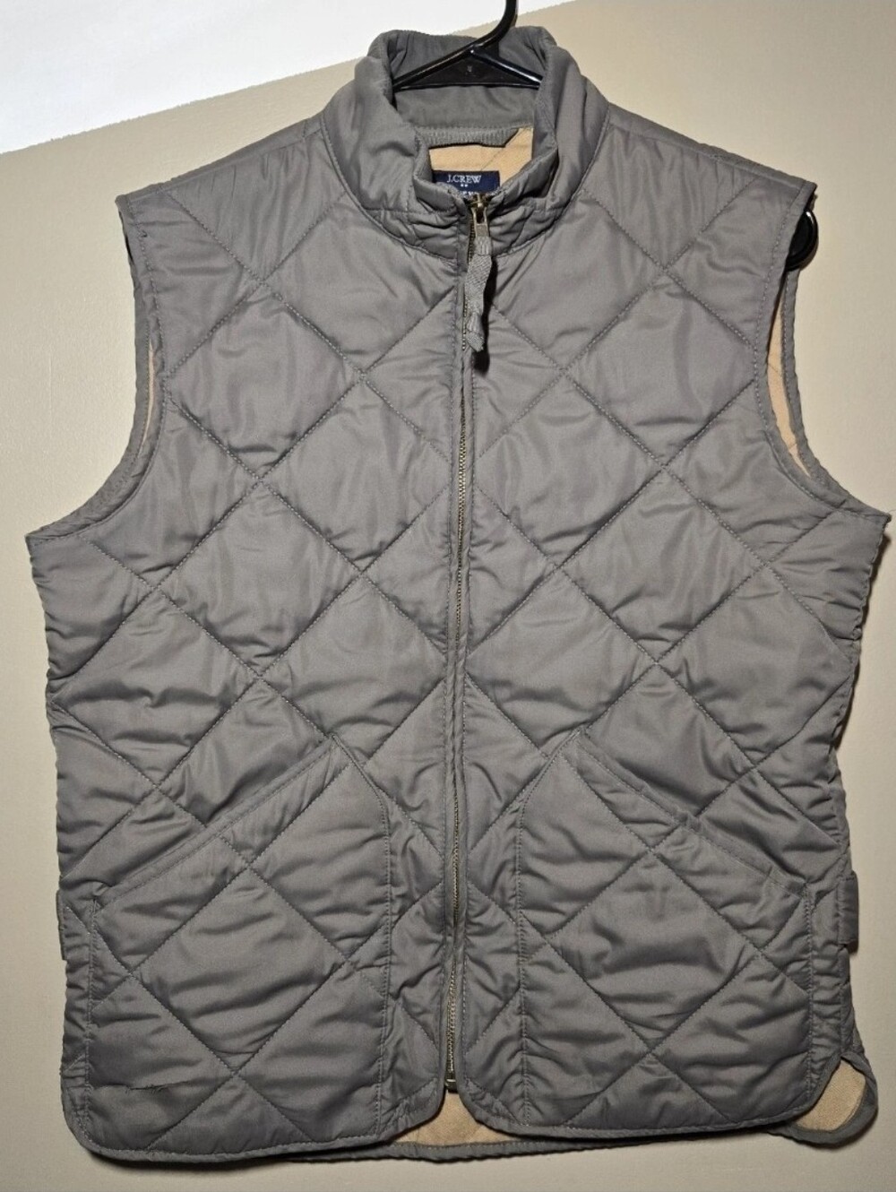 J. Crew Men's Outerwear Olive Green Quilted Full Zip Vest Size Small Pockets